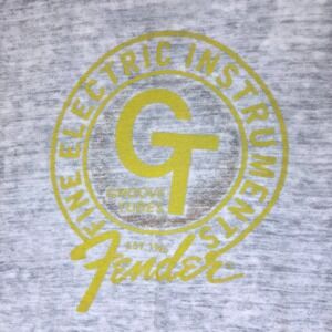 Lucky Brand Fender Groove Tubes Burnout Graphic T-Shirt Mens XL Grey Yellow
